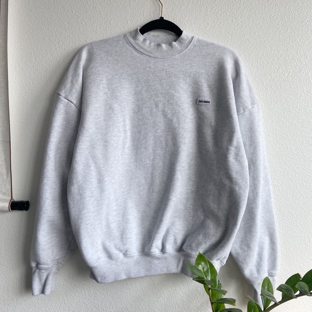 Joah Brown Classic Crew Pullover in Pearl Grey French Terry